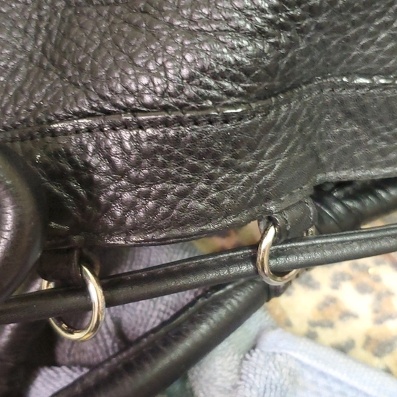 Donald J Pliner Leather Bucket Black Tie Bag - Picture 10 of 11